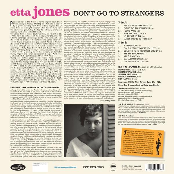 Schallplattencover mit einem Foto von Etta James. Der Text enthält Albumtitel und Trackliste.