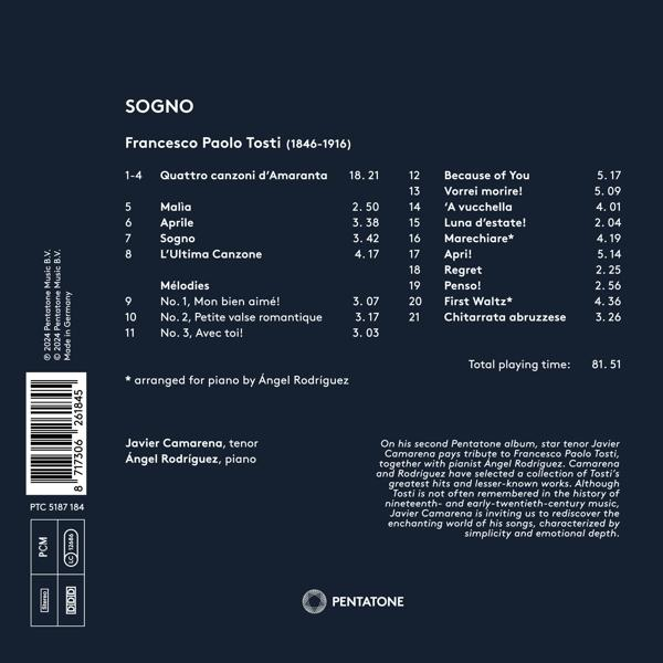 Album-Rückseite mit Titelliste, Künstlerinfos und Barcode auf dunklem Hintergrund.
