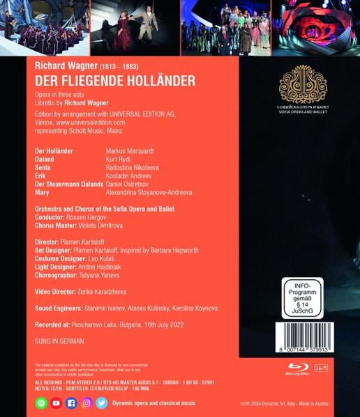 Richard Wagner Der Fliegende Holländer Blu-ray Cover mit Besetzungsliste und Infos.