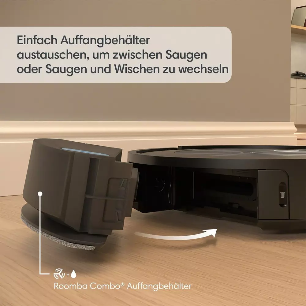 Roboter-Staubsauger, bei dem ein Fach zur Reinigung entfernt wird.