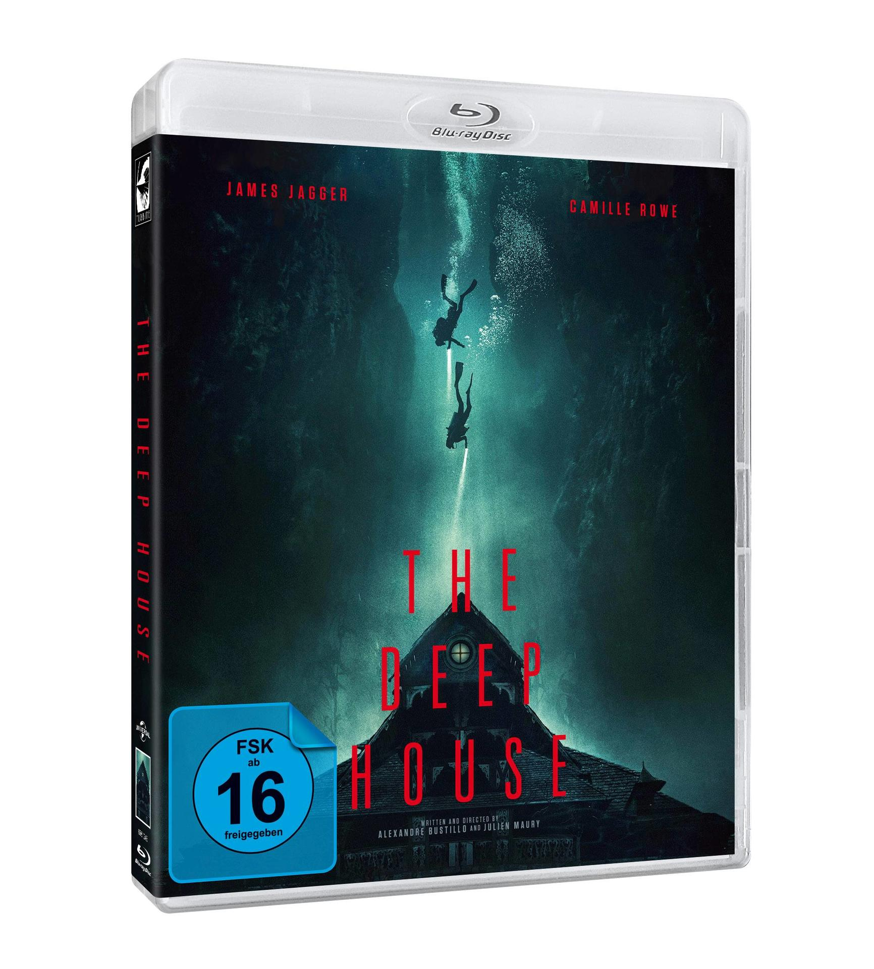 DVD-Hülle mit Filmplakat von Unterwasserfiguren über einem Haus, mit Text und einem Rating-Label.