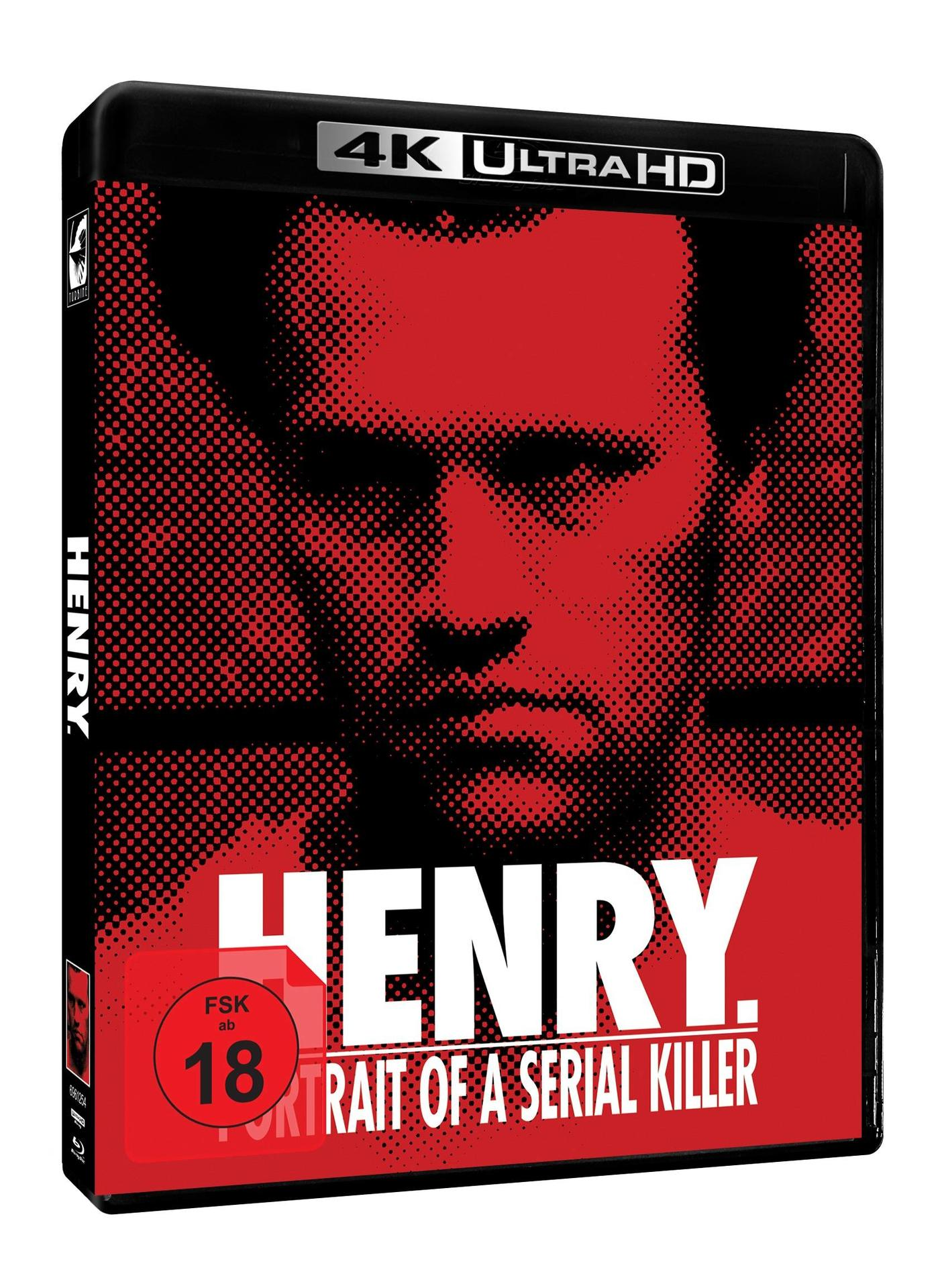 Blu-ray-Hülle für 'Henry: Portrait of a Serial Killer' mit rotem Farbbild.