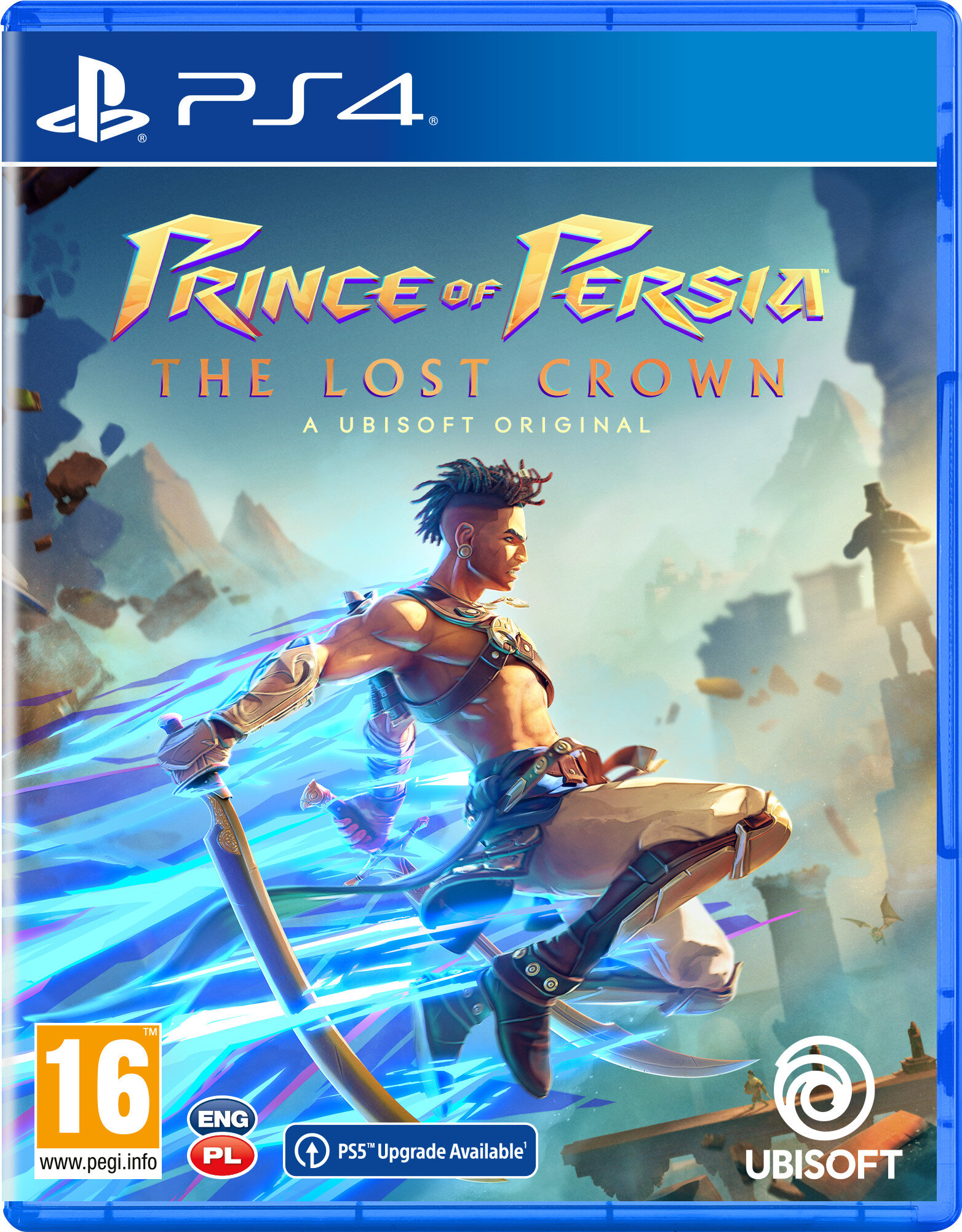 Pudełko gry PS4 z tytułem Prince of Persia i postacią wojownika.