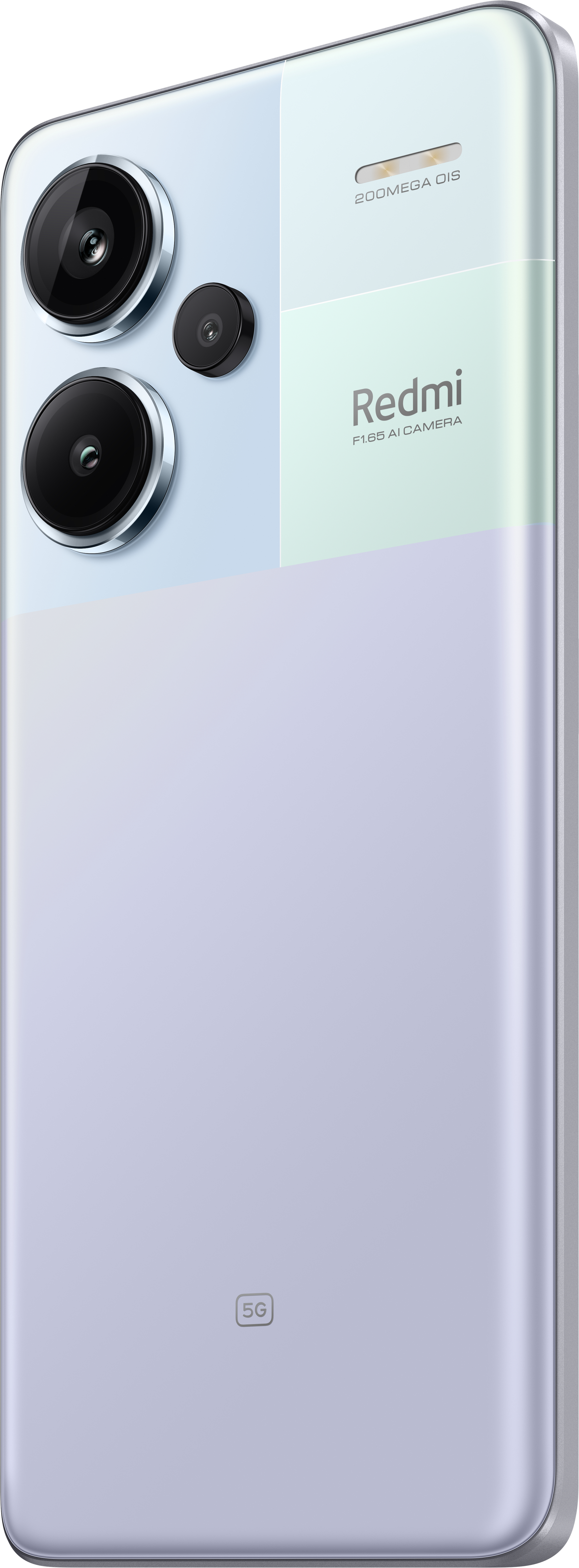Rückansicht eines lila Smartphones mit Kameras und silbernem Rahmen.