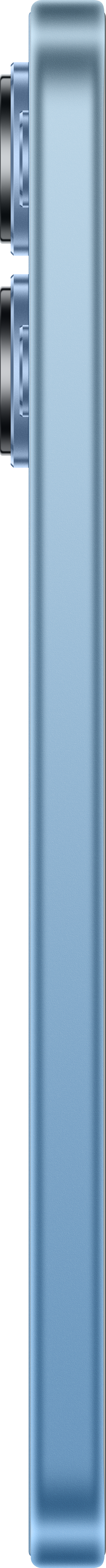 Seitenansicht eines hellblauen Geräts mit Anschlüssen. Zwei Anschlüsse sichtbar.