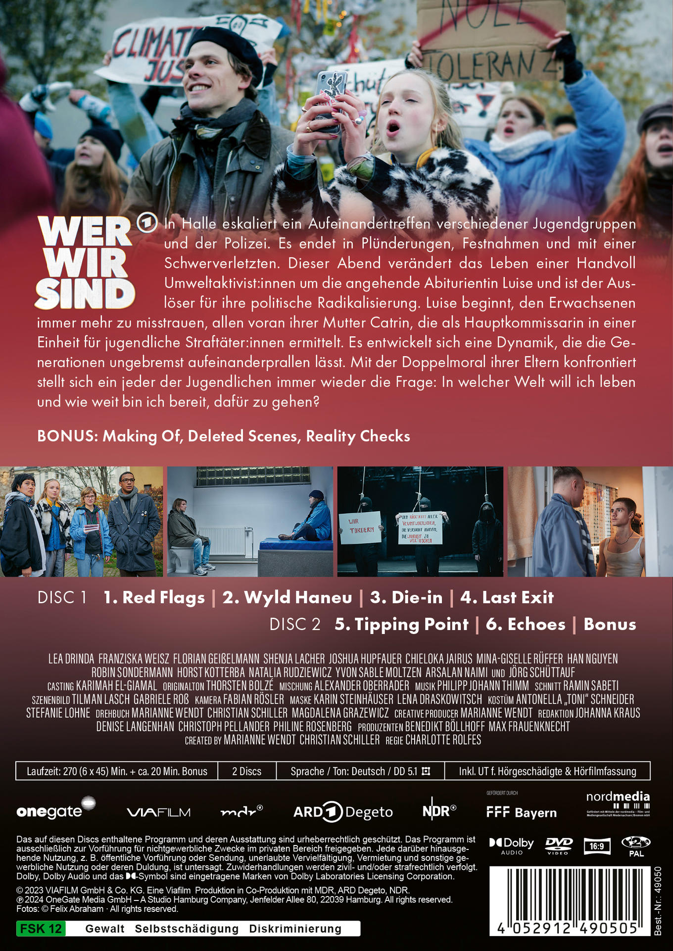 Filmcover mit Text und Bildern von protestierenden Menschen.