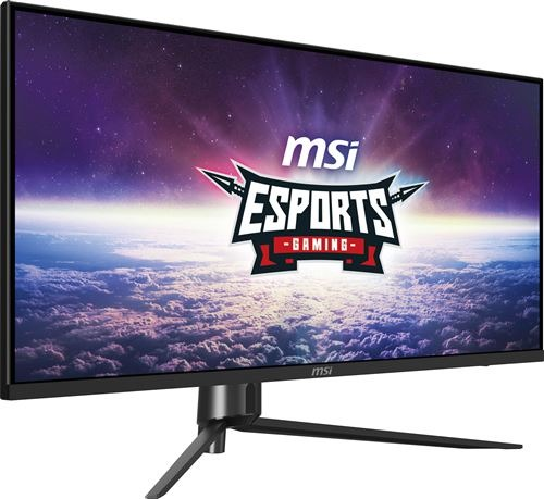 Un moniteur d'ordinateur noir avec le logo MSI Esports Gaming sur l'écran.