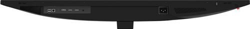 Panneau arrière du moniteur. Couleur noire. Il y a des ports pour les connexions et une entrée d'alimentation.