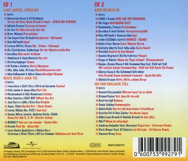 Albumcover mit Text, Musiktiteln und Bildern. Zwei CDs sind sichtbar, mit farbenfrohem Design.