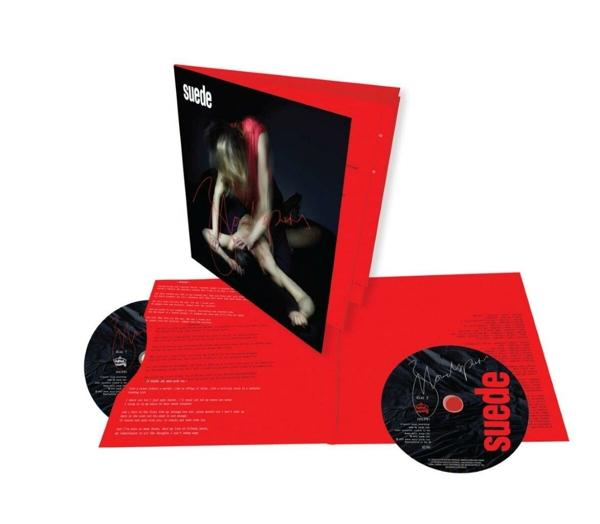 Das Cover einer CD-Hülle, rot, mit einem Bild einer Person und zwei CDs darin.