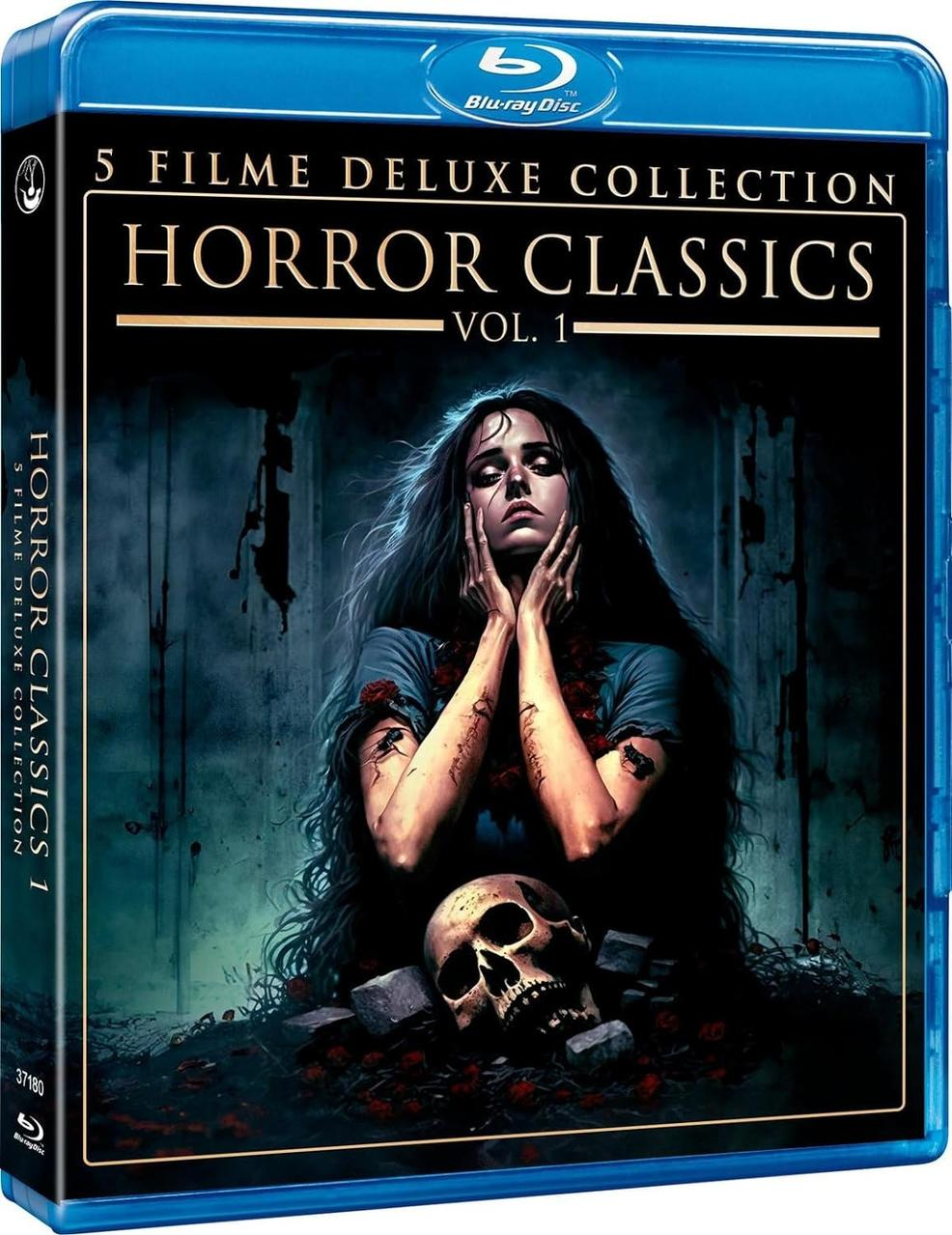 Eine Blu-ray-Disc-Hülle mit dem Titel "Horror Classics" und einer Frau-Illustration.
