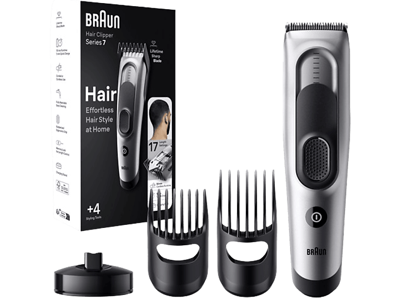 Braun Series 7 HC7390 Men's Rechargeable 17-Setting Hair Clipper + 2  Attachment Combs