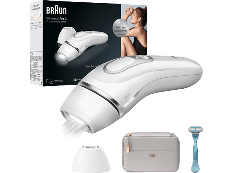 Depiladora IPL  Braun Luz Pulsada Silk·expert Pro 3 PL3121 IPL, Depilación  permanente, 2 modos suavidad, Tecnología Skin Pro, Blanco