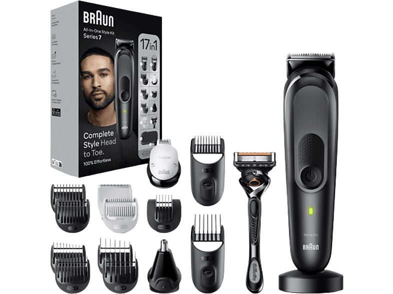 Afeitadora multifunción  Philips S9000 MG9553/15, Recortadora 20 en 1,  barba, cuerpo y pelo, seco y mojado, 120 min, con maquinilla Philips  OneBlade