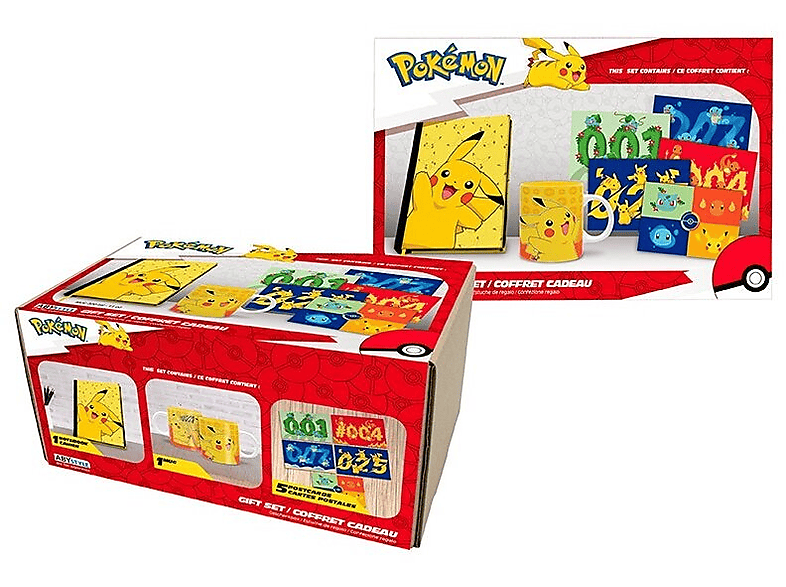 Zestaw gadżetów ABYSTYLE POKEMON Pikachu Notatnik A5 + Kubek Pocztówki