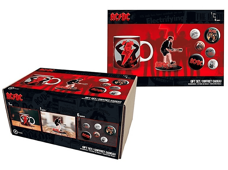 Zestaw gadżetów ABYSTYLE AC/DC: Kubek 320 ml + Obrazek Znaczki