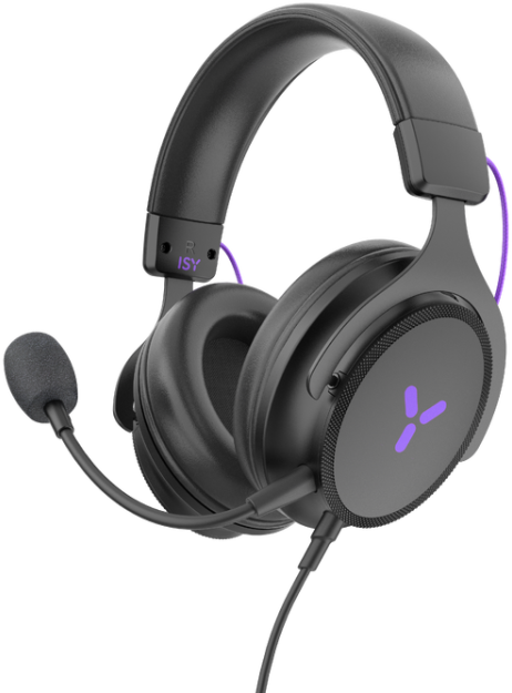 ISY IGH-2000 vezetékes fejhallgató mikrofonnal, 3,5mm jack, fekete (2V055874)