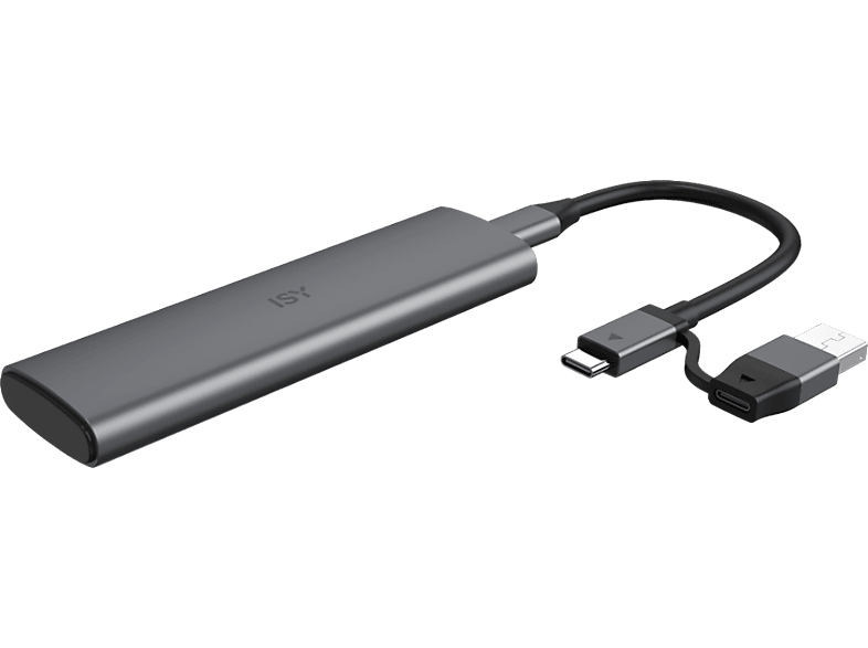 ISY ISE-1000-GY USB 3.1 Gen2 külső M.2 NVMe SSD ház, M és B/M key, szürke (2V225480)