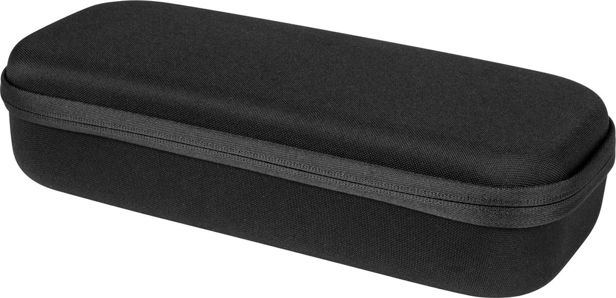 Close-up of a black, zippered carrying case.
