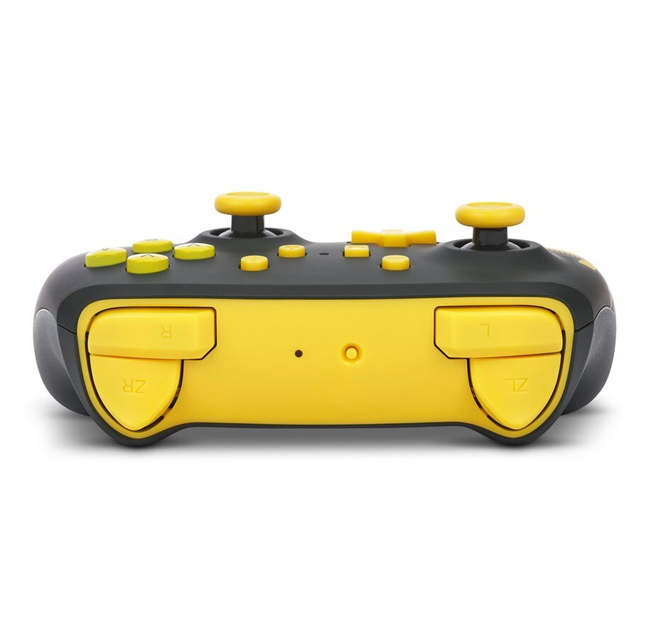 Żółto-czarny kontroler do gier. Przyciski i joysticki są widoczne.