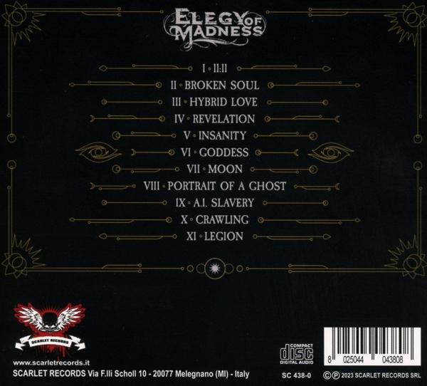 Die Rückseite einer CD-Hülle mit Songtiteln und einem Logo. Die CD befindet sich unten rechts.