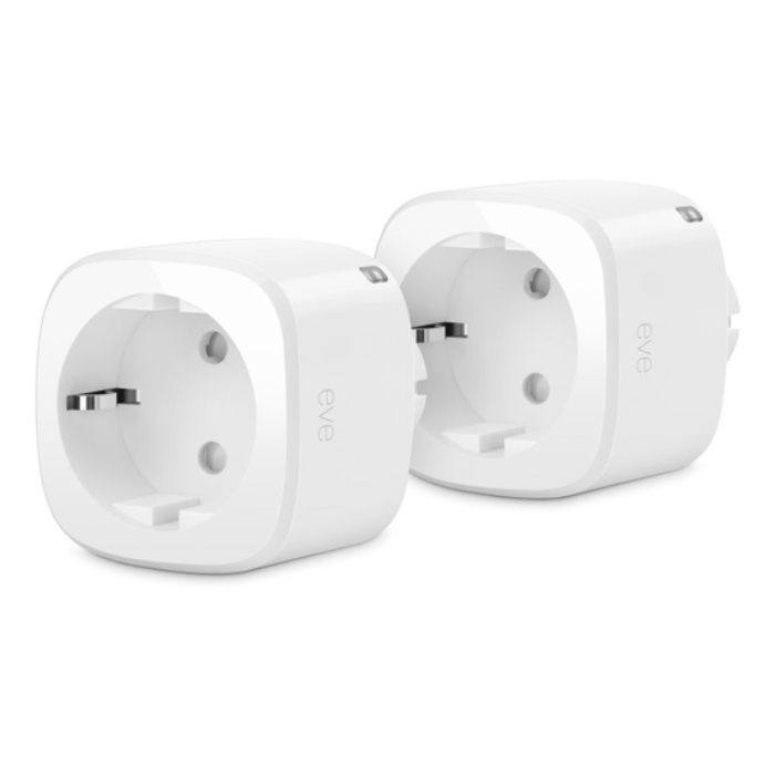Enchufe inteligente - Eve Energy Matter, Pack 2, Compatible con Homekit y Redes inalámbricas, Negro