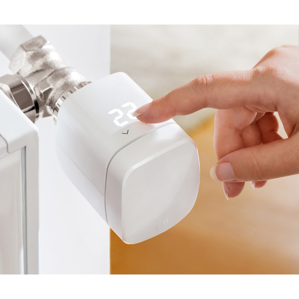 Válvula termostática - Eve Thermo, Pack 2, Programable, Compatible con Siri y HomeKit, Blanco