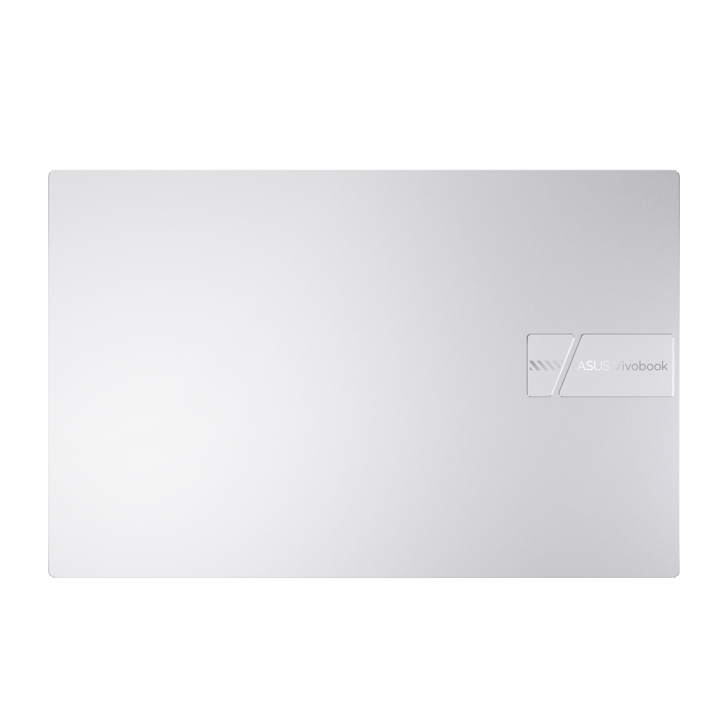 Vista superior de un portátil blanco con el logotipo ASUS Vivobook.
