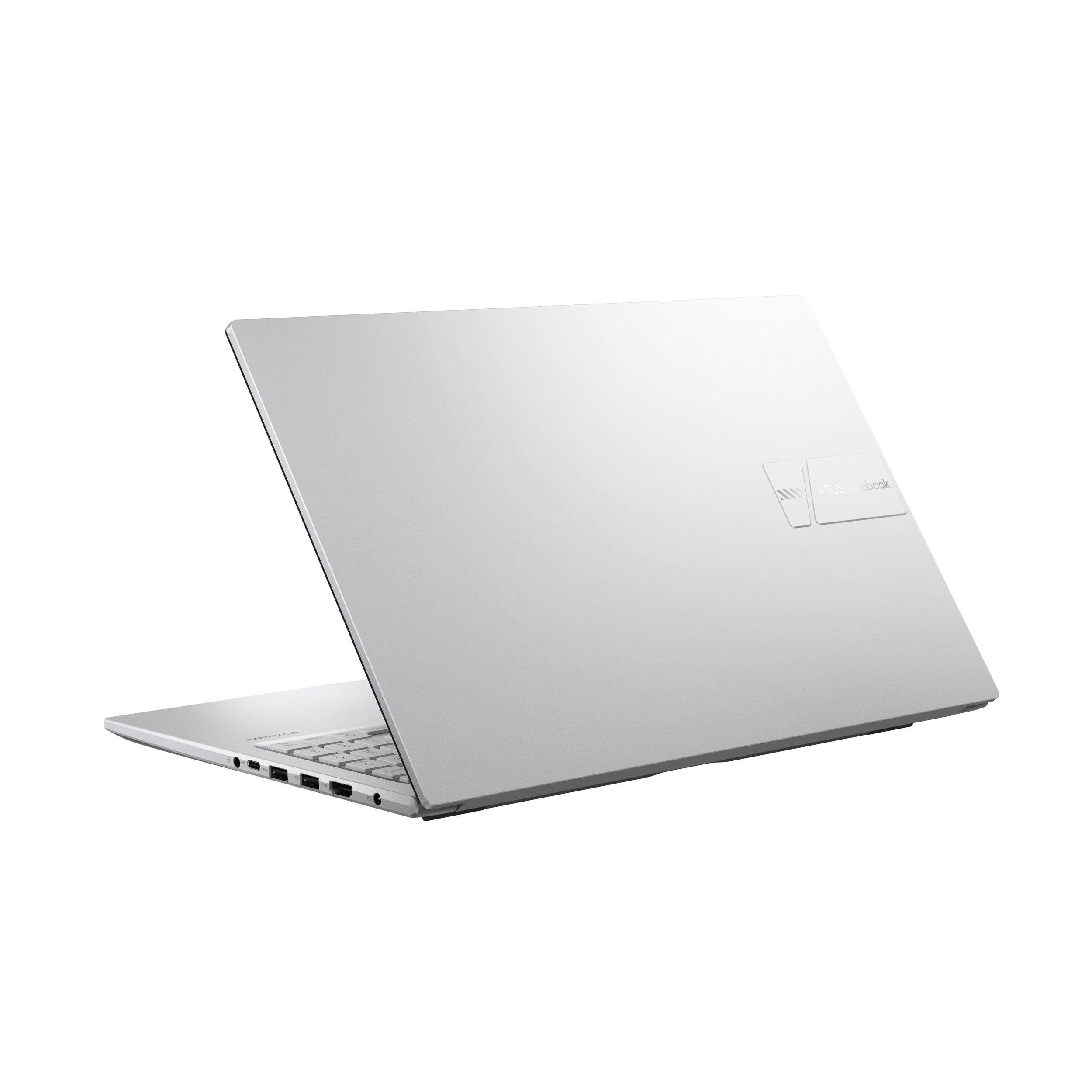 Portátil, vista superior, abierto, con teclado blanco y pantalla rosa.