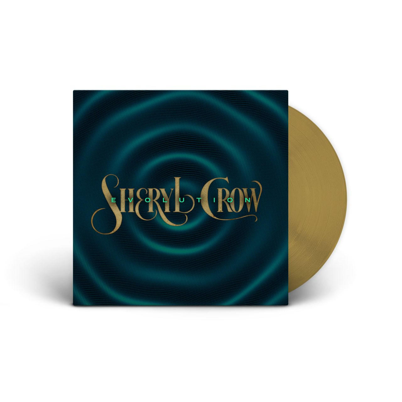 Vinyl-Albumcover in Türkis und Gold mit dem Namen Sheryl Crow.