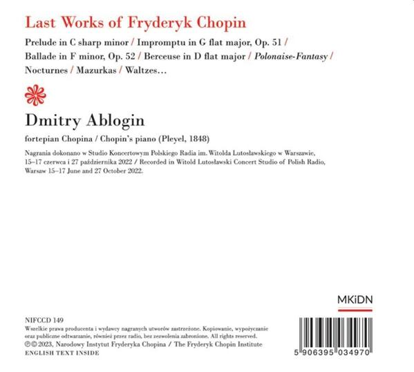 Chopins Werke: Dmitry Ablogin spielt Klavier. Mit Werk- und Aufnahmedetails.
