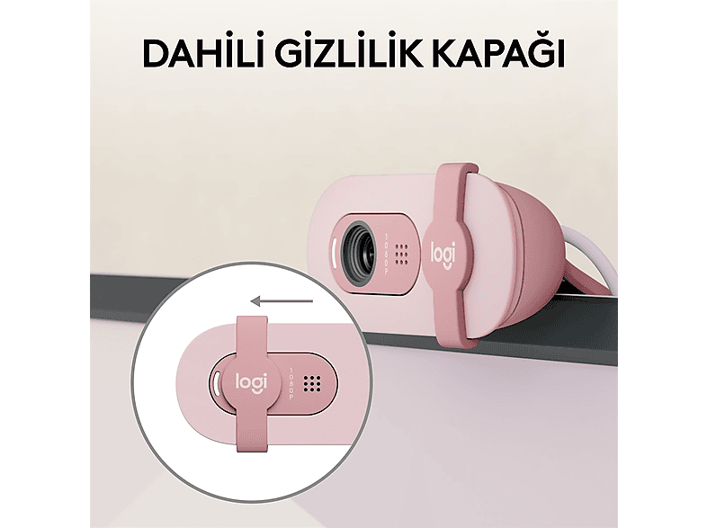 LOGITECH Brio 100 Full HD Webcam Pudra Pembe_3