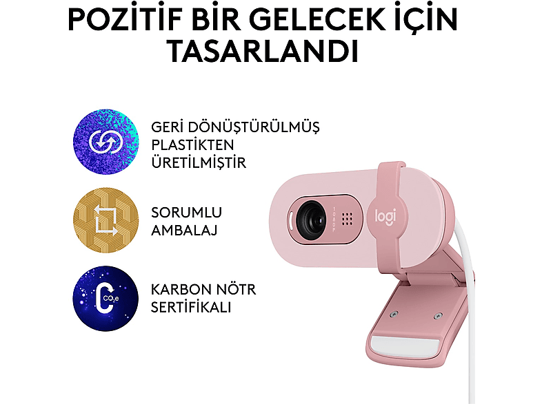 LOGITECH Brio 100 Full HD Webcam Pudra Pembe_7