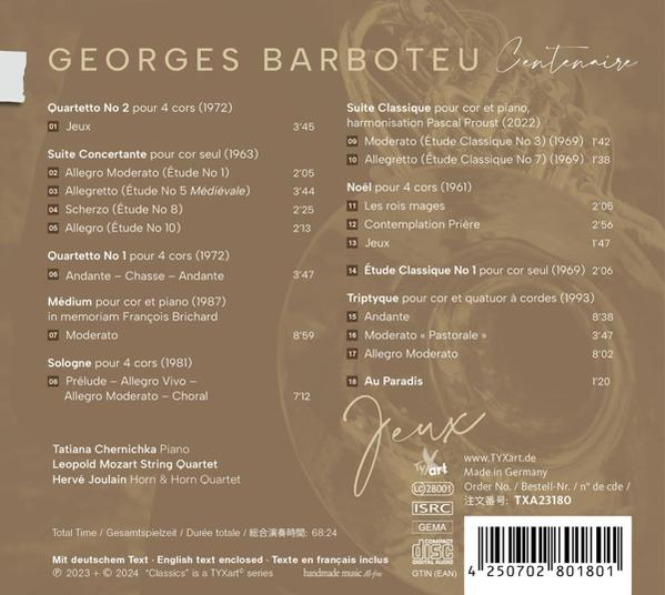 CD-Cover mit Georges Barboteu Centenaire und Werkliste.