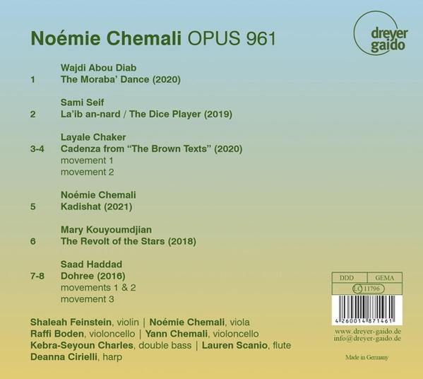 Album-Cover mit Trackliste und Künstlernamen für Noémie Chemali OPUS 961.