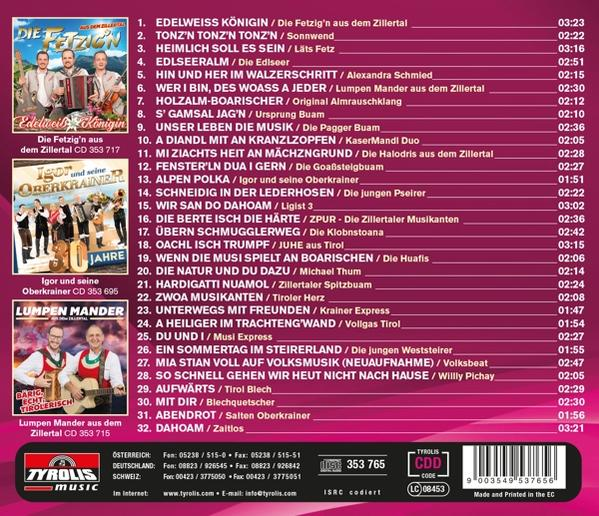 Ein CD-Cover mit verschiedenen Künstlern und Songtiteln.