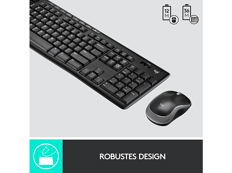 LOGITECH MK270 Kabelloses Tastatur-Maus-Set, DEU (Qwertz), Schwarz; Kabelloses Tastatur-Maus Set — Foto 4 von 5