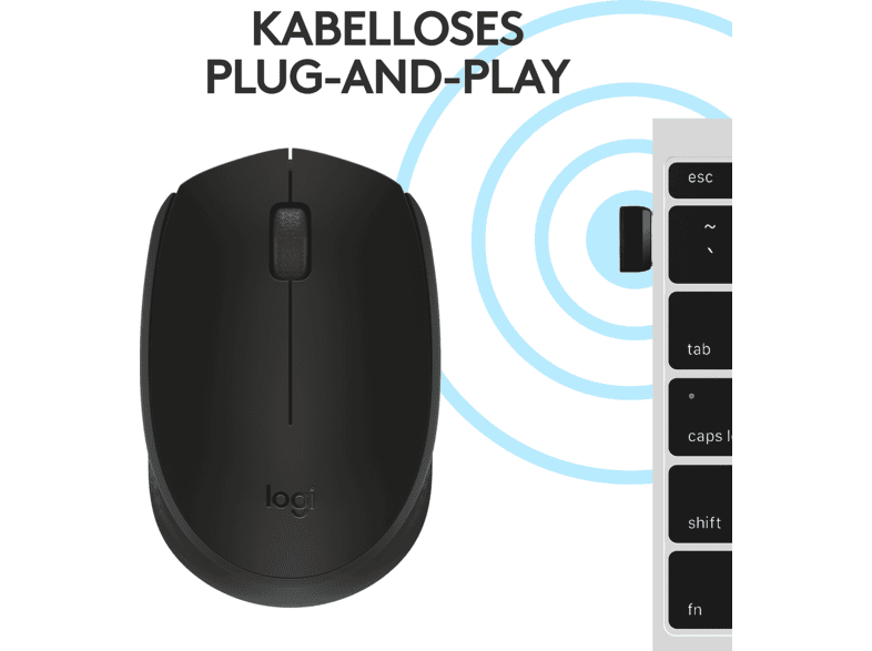 LOGITECH M171, Kabellose Maus, USB-Empfänger, Schwarz — Foto 5 von 5