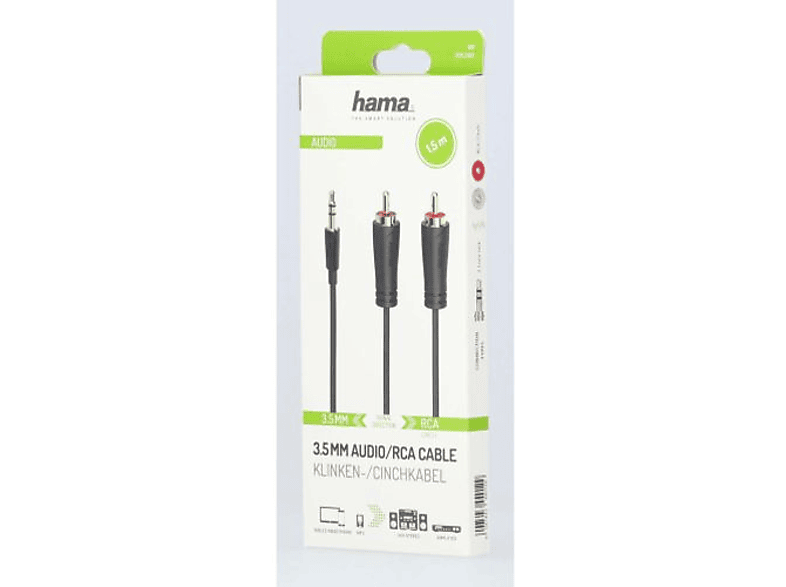 HAMA 205260 3.5mm - 2 RCA Stereo, Altın Uç 1.5 m Ses Kablosu_1