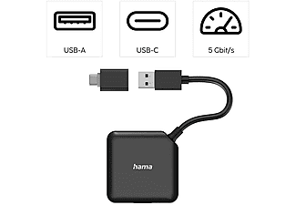 HAMA USB Hub, 4 Ports, USB 3.2, 5gbit, Usb-C Adaptör