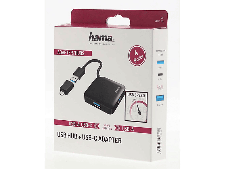 HAMA USB Hub, 4 Ports, USB 3.2, 5gbit, Usb-C Adaptör_1