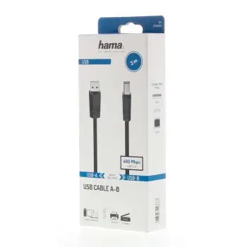 Ambalajında bir USB kablosu. Ambalaj beyaz, siyah ve mavi vurgularla.