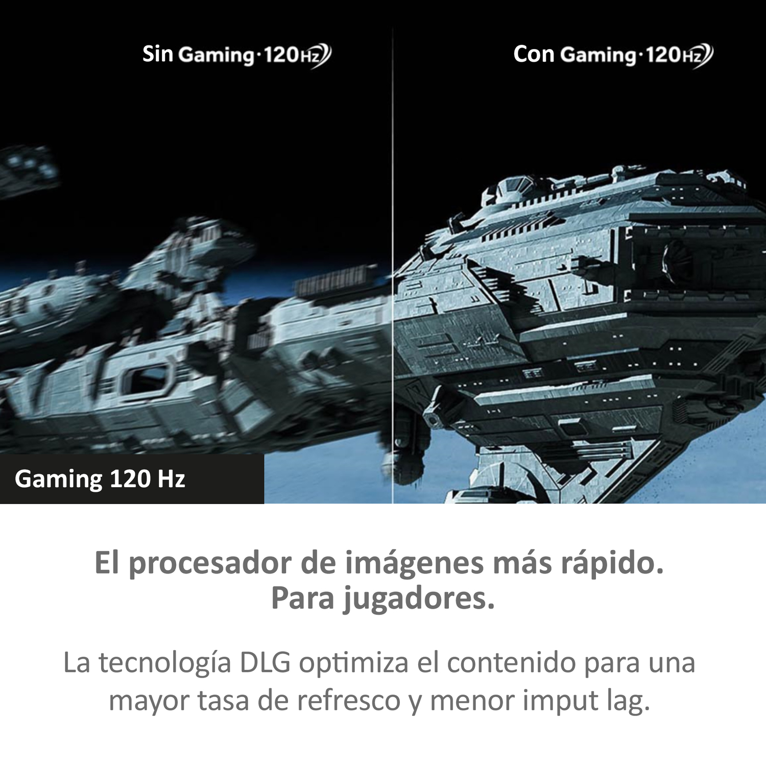 Comparación de pantallas de juego con y sin tecnología DLG.