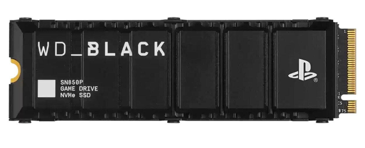 WD_BLACK SN850P Game Drive NVMe SSD. Czarny, z logo PS.