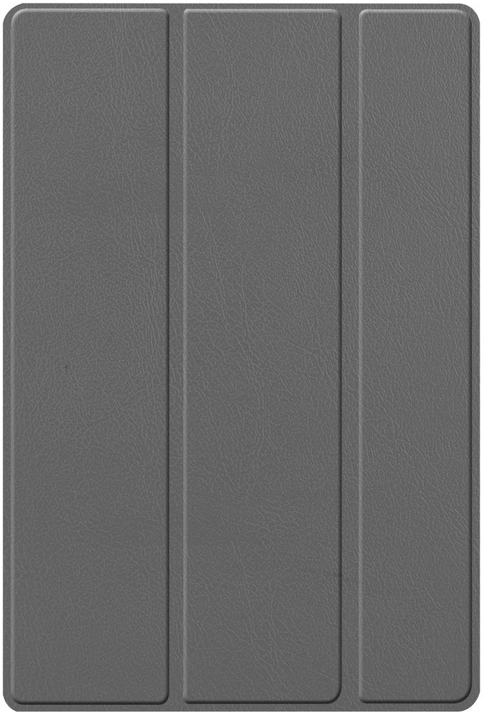 Gray tablet case with three panels. The case is closed and shows a textured surface.