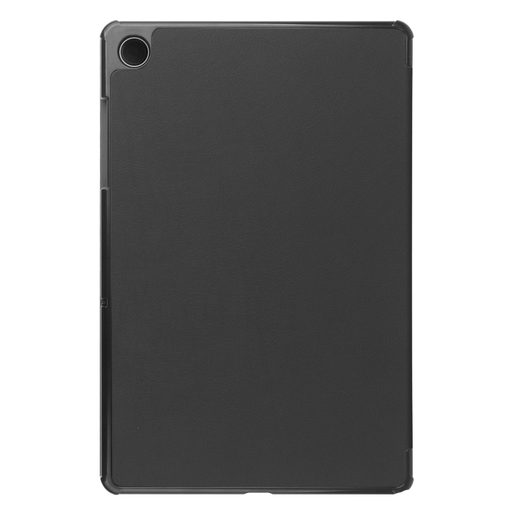 Black tablet back with a camera lens and a dark gray case, simple design.