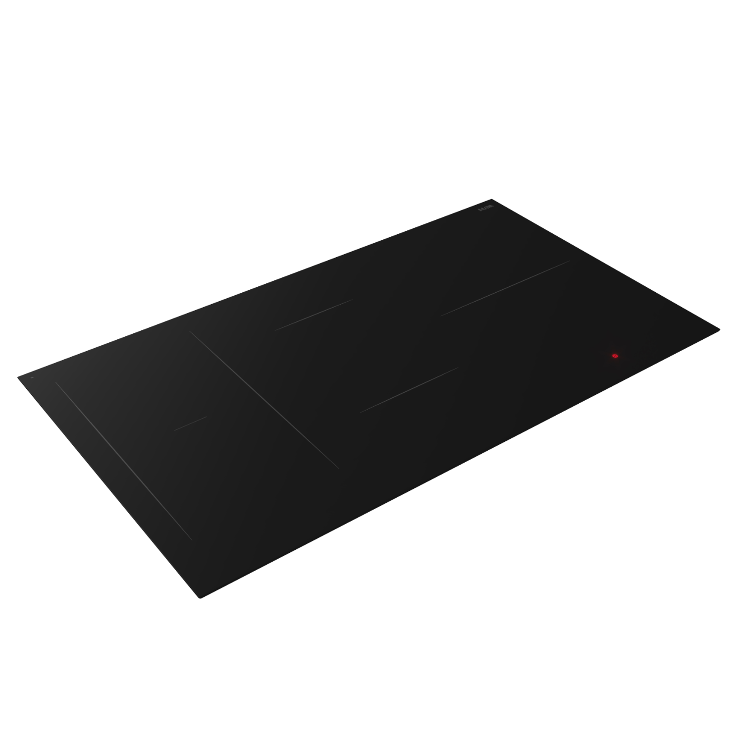 A black induction cooktop, isolated against a white background.