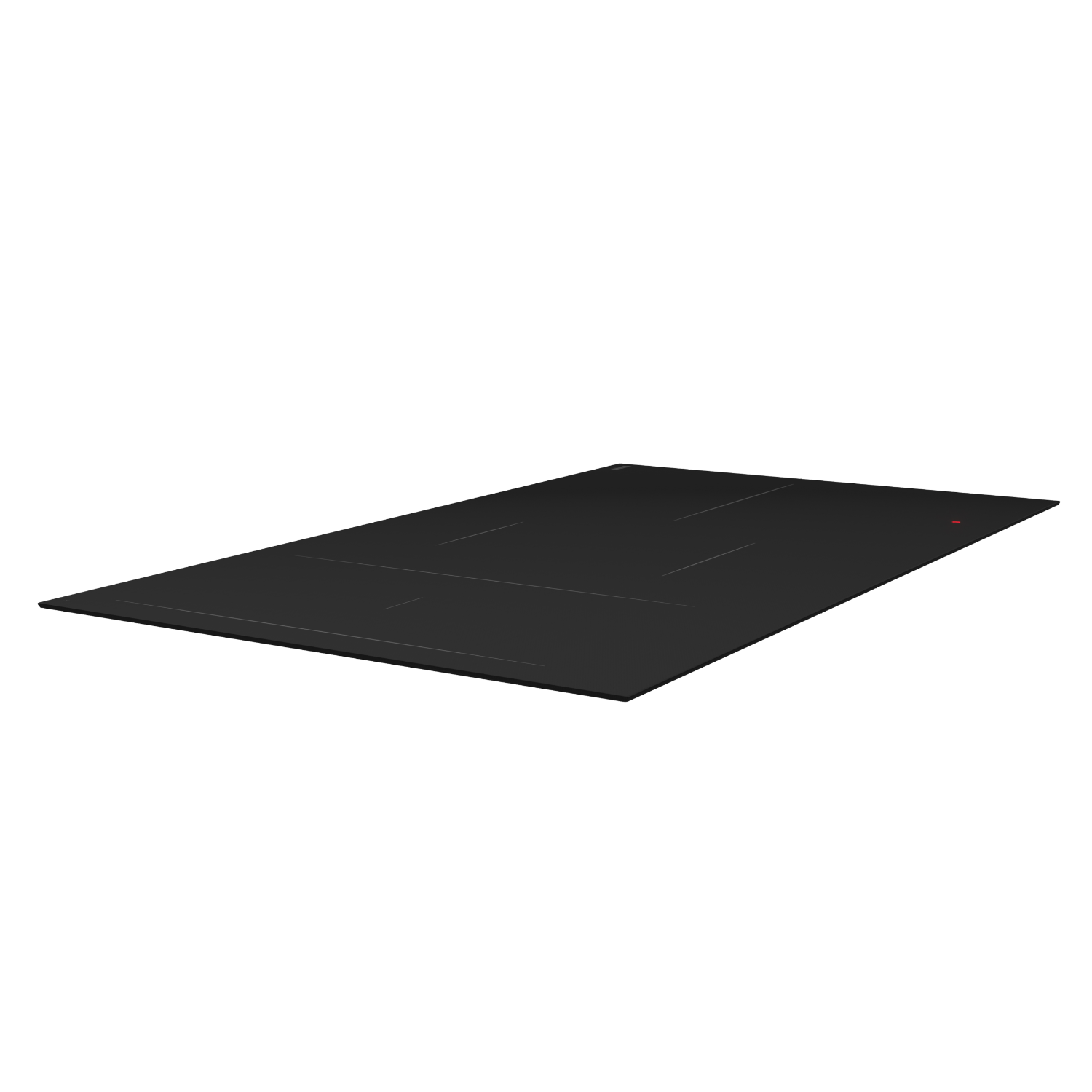 Black induction hob on a white surface.
