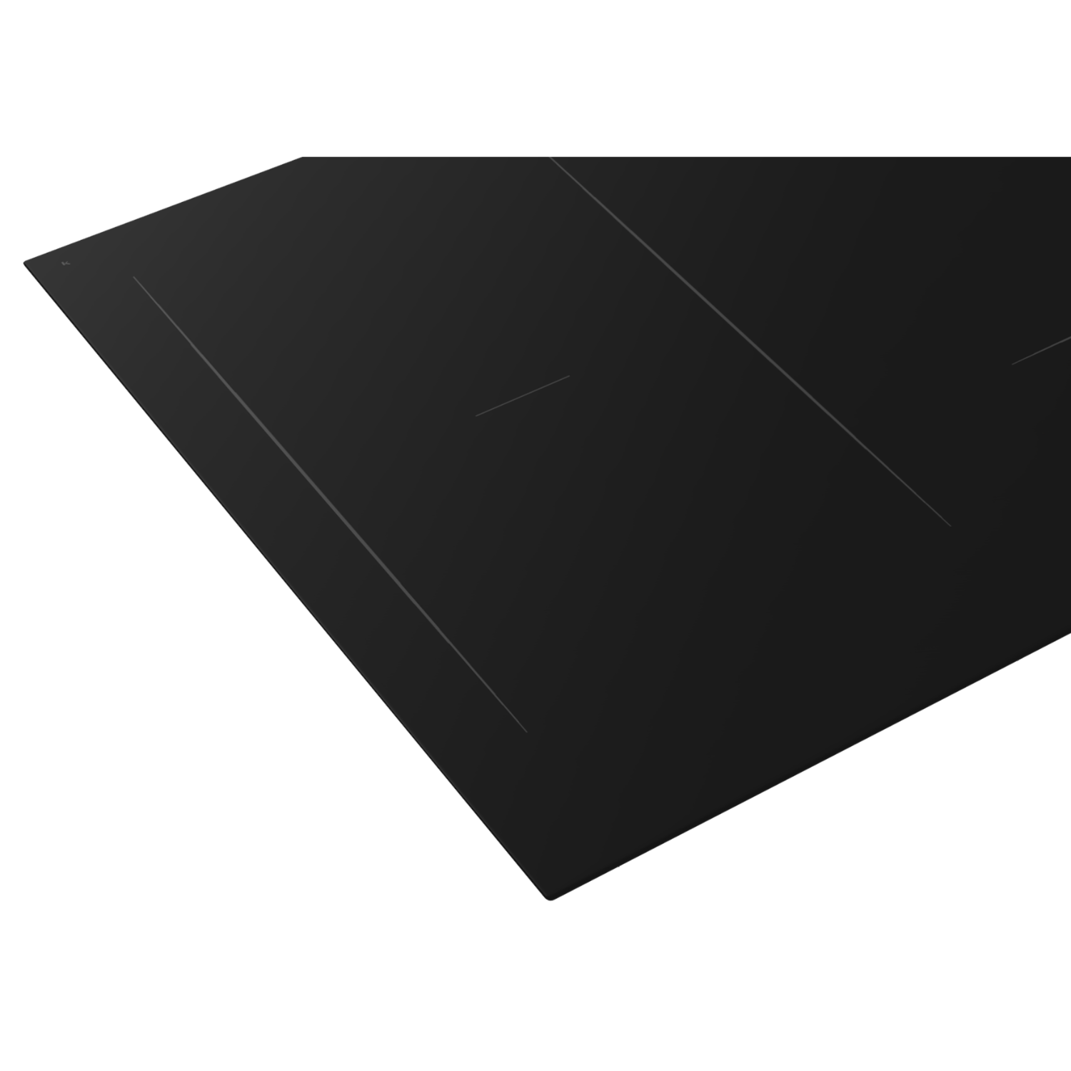 Black cooktop. Surface is smooth and glossy. Two faint circles are visible, indicating burners.