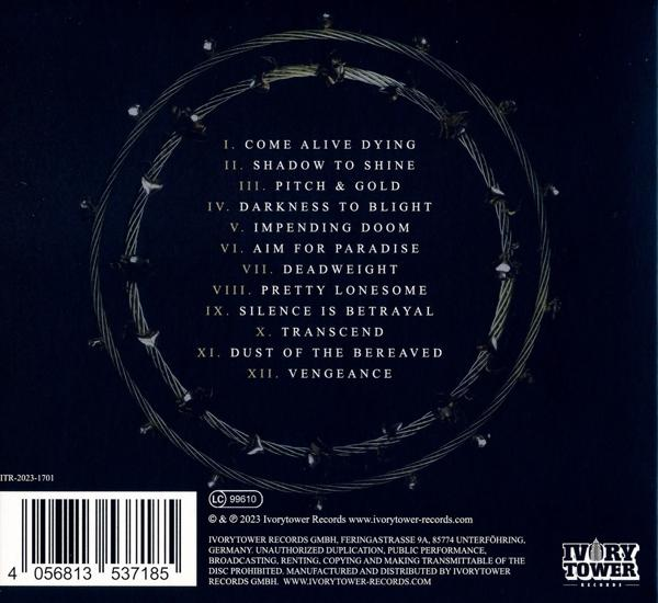 Albumcover: Dunkelblau mit sternförmigem Kranz und Titelliste.